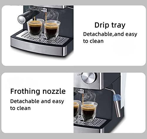 WSJTT Macchina for caffè Espresso 20 Bar Macchina da caffè con Latte schiumogeno Bannaro,850 m Serbatoio RUMOVABILE… - immagine 6