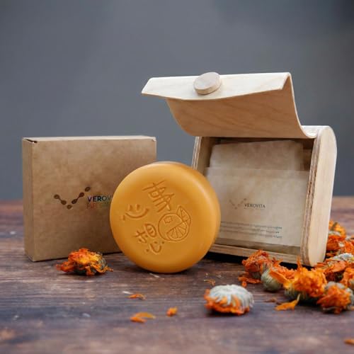 verovita Handmade Cold Process Soap with Natural Essential Oil 1PC Calendula Cleansing Soap Bar