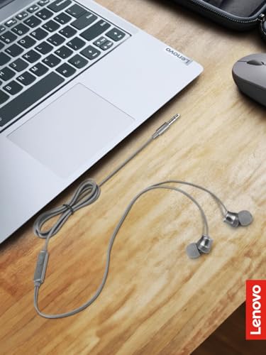 Image of Lenovo 110 Analog in-Ear Wired Earphone with 3.5 mm Audio Jack, Noise Isolation, Built-in Mic & Inline Controls, Comfortable Fit, Grey - Universal Compatible Earbuds for Music & Calls
