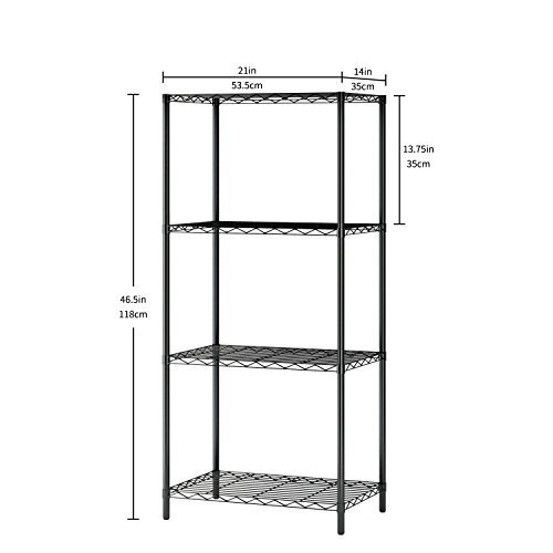 JEROAL 4-Tier Wire Shelving, Metal Wire Shelf Storage Rack, Durable Organizer Unit Perfect for Kitchen Garage Pantry Organization in Black, 21" Wx14 Dx46.5 H