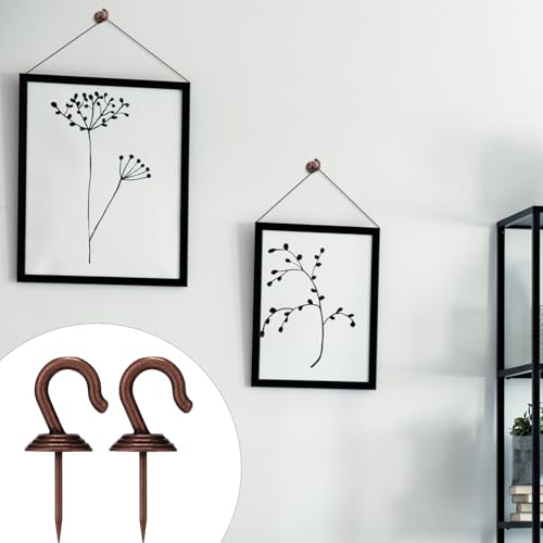 Image of Hotop 60 Pieces Push Pin Wall Hooks Metal Thumb Tack Hangers Iron Alloy Nail Decorative Picture Hooks for 20 Lbs Home Office School Party Supply (Red Bronze)