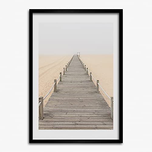 Cadre photo 50x70 cm Tulup en bois premium avec tableau moderne de paysage côtier réaliste