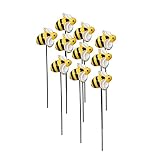 Bee Garden Stakes, Resin Bumble Bees Garden Stakes,Metal Yard Art Ornaments,Outdoor Spring Garden De