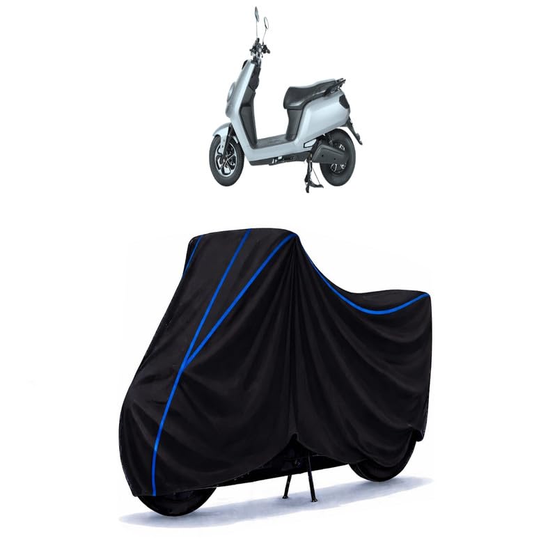 Image of Scooty Cover Water Resistant for E Bike Glob Electric | Universal Scooter & Bike Cover | Heavy Duty UV Dust, Rain & Scratch Protection | Elastic Fit All Weather Indoor Outdoor | Black with Blue Piping