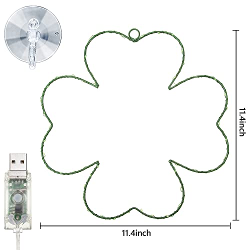 2 Pack St Patrick's Day Four-Leaf Clover Window Lights,8 Modes Led Silhouette Lights Usb Powered With Hooks, Lighted St Patrick's Day Decorations For Window Wall Indoor Outdoor Party,11Inch #TOP5