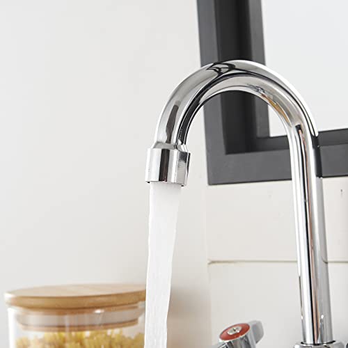 Bathfinesse Kitchen Sink Faucet Wall Mount 4" Center Commercial Kitchen Sink Faucet With 3-1/2" Gooseneck Spout Two Lever Handles Brass Constructed Mixer Tap Chrome Polished #TOP6