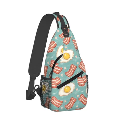 Sac à bandoulière homme femme imprimé bacon pour sport et course à pied