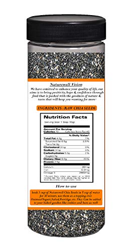 Image of Naturewell Chia Seeds (Raw ) for Weight Loss with Calcium, Iron, Vitamin, Protein, Folic Acid and Dietary Fibre (4 X 200 Gram) 800 G