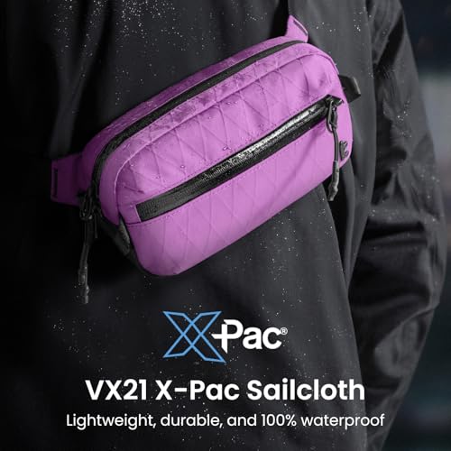 Image of tomtoc 1.5L-3.5L Sling Bag with RFID Blocking, X-Pac /Non X-Pac Minimalist Crossbody Chest Pack for Men and Women, Lightweight Water-Resistant Bag for Travel and Daily Commutes, X-pac Purple, 3.5L