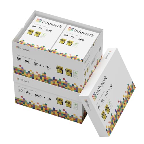 Papier A4 80g pour imprimante et photocopieuse en lot de 10 000 feuilles blanc