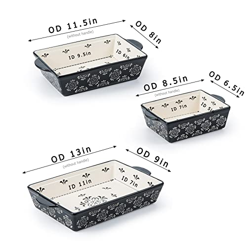 Original Heart Casserole Dish Ceramic Baking Pan 3Pcs Bakeware Set Black Baking Dish For Oven 9X13 Baking Pan Casserole Dish Set Nonstick Baking Dishes For Kitchen #TOP1