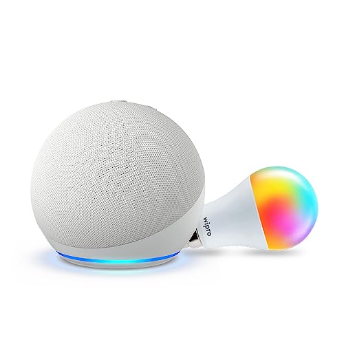 Amazon Echo Dot (5th Gen, White) Combo with Wipro 12W LED Smart Color Bulb - Image 2