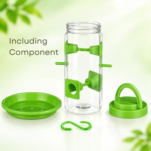 Image of FORREVER Bird Feeder & Water Dispenser for Balcony-Garden | Hanging Seed Feeder with Water Tray | Sparrow, Parrot & Small Bird Feeder | Easy-Clean, Outdoor Feeding Station (Set of 2)