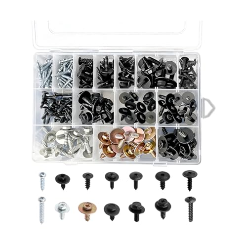 Ywdiml 160 PCS 14 Sizes Metal Car Screw, Vehicle Phillips Round Head Self Tapping Screw Assortment Kit, Automotive Body Bumper Hood Retainer Clips, Universal for SUV RV Automobile
