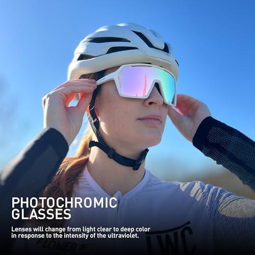 KAPVOE Photochromic Cycling Glasses Men Mountain Bike Glasses Women Clear MTB Sports Sunglasses TR90 Biking Goggles Transition Bicycle Glasses Triathlon Running UV Protection Pink — view 2