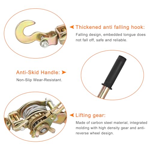 Cable tiracables manual 1 tonelada con 2 ganchos miniatura 3