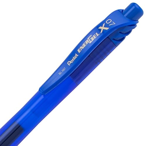 Pentel EnerGel-X 0.7mm Tip Retractable Pen, Blue (Pack of 12)