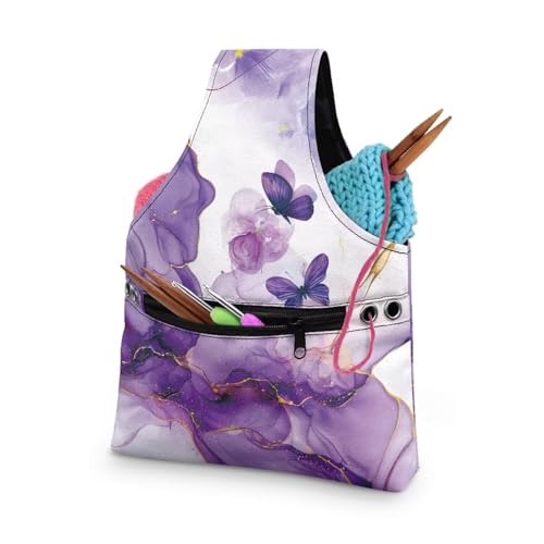 Image of ZUXONGSY Butterfly Yarn Tote Yarn Organizers and Storage for Women Portable Knitting Yarn Storage Bag Organizer Large Knitting Accessories Crochet Organizers and Storage