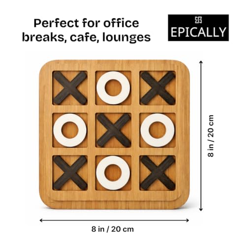 Juego de Mesa Tic Tac Toe de Madera 8x8 pulgadas miniatura 2