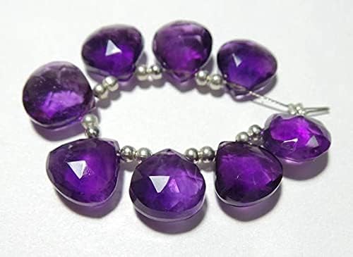 Amethyst natural strand 10mm perle cœur facettée lithothérapie - 4