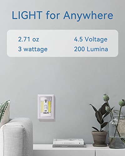 Image of VIBELITE Closet Light, Battery Operated Switch Light, Tap Light, Touch, Push Night Lights, Wall Wireless Mount Under Cabinet, Shelf, Shed, Kitchen, Garage, Attic, RV, Lighting Installations (2-Pack)