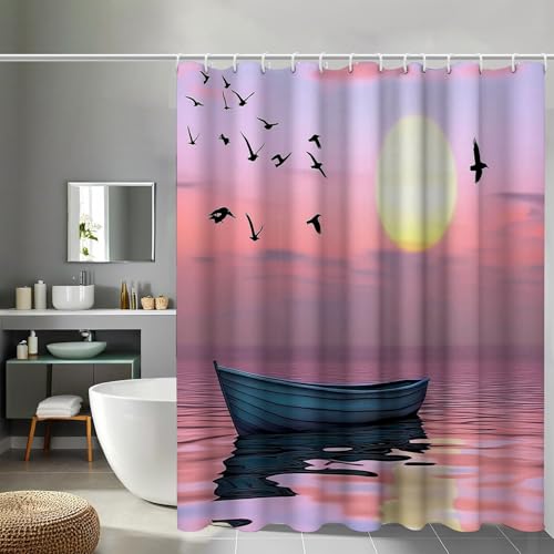 Rideau de douche en polyester de qualité supérieure imperméable et résistant violet doux - 2