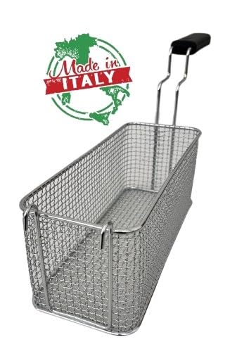 FCR0146 - Panier fabriqué en Italie pour friteuse professionnelle avec crochets dimensions 120 x 300 x 120 H mm en acier chromé panier de friture en acier