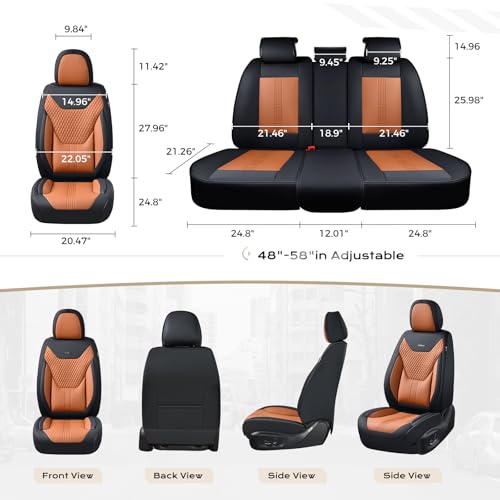 Image of Coverado Car Seat Covers with Lumbar Support, Front Covers for Cars, Universal Automotive Seat Cover, Waterproof, Leather Car Seat Cushion, Interior Seat Protectors for Most Cars