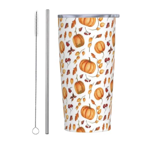 TOUNHEYA Fall Pumpkins Tumbler with Lid and Straw Autumn 20oz...