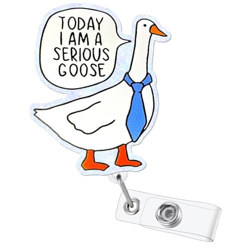 Nurse Badge Reel, Cute Work Badge Holder with Retractable Clip, Badge Reel Nursing Student RN LPN CNA MA Medical Doctor Nurse Day Gifts (Funny Goose)