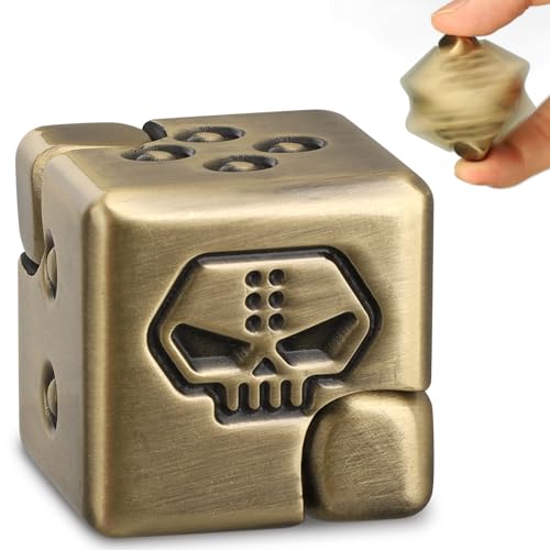 Dice Infinity Fidget Cube, Fidget Spinner Toy for Kids Adults, Metal Transformable Anti-Anxiety Focusing Fidget Block Toy, EDC 2 in 1 Gyro Cube, Office Desk Gadgets Decor, Stress Relieve Gift Prize