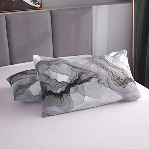 Lamejor Duvet Cover Set Queen Size Abstract Style Modern Marble Pattern Luxury Soft Bedding Set Comforter Cover (1 Duvet Cover+2 Pillowcases) White #TOP3