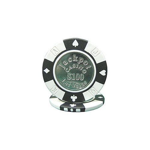 Trademark Poker Jackpot Coin-Inlaid 100-Dollar Poker Chips (Set of 50), 12.2gm