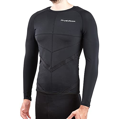 PhysioRoom & Harley Street Core Compression Shirt - Mens Sportswear Training Baselayer Long-Sleeved Top, Four-Way Ftretch Fabric Skin, Aids Athletic Performance and endurance, Warms Muscles