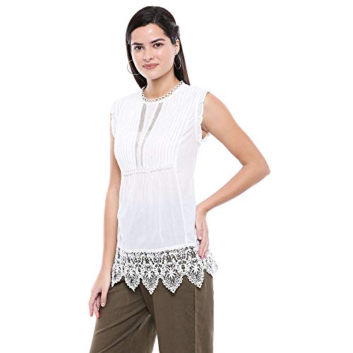 Image of VERO MODA Womens Round Neck Lace Top