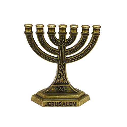 Traditional Menorah 7 Branch Holder 12 Tribes of Israel Jerusalem Temple Candlestick Home Desktop Ornament