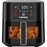 Chefman Air Fryer – 5.7L Compact Airfryer for Quick, Easy Meals, Features Hi-Fry Technology for Extra Crisp, Easy-View Window, Touch Controls with 4 Presets, Nonstick & Dishwasher Safe Basket - Black