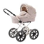 Friedrich Hugo baby's moving art Natureline Checked | 3 in 1 Kombi Kinderwagen Komplettset | Öko Nostalgie Kinderwagen | Farbe: Claudette Silver, PCS_NL-B1-DE-GC-R4