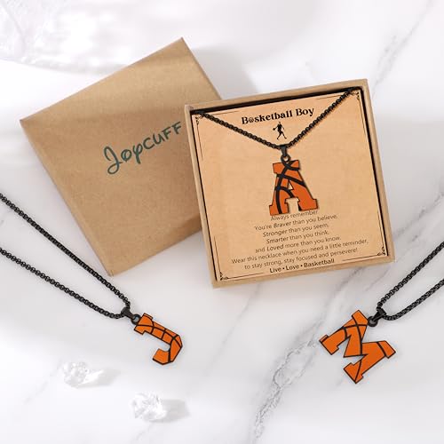 JoycuFF Basketball Gifts Basketball Accessories Stuff for Men Personalized Initial J Stainless Steel Chain Necklace for Son Brother Grandson for Birthday Christmas - Thumbnail 7