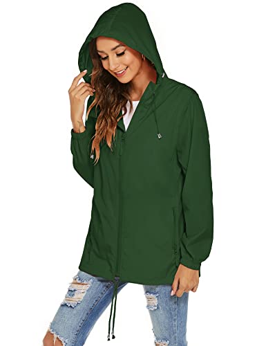Avoogue Womens Waterproof Raincoat Breathable Lightweight Rain Jacket Hooded Rain Coat Outdoor Active Windbreaker with Pocket4
