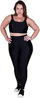 Conjunto Fitness Plus Size Cós Alto By Tina Top de Academia e Calça Cintura Alta Bárbara