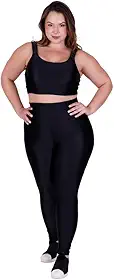 Conjunto Fitness Plus Size Cós Alto By Tina Top de Academia e Calça Cintura Alta Bárbara