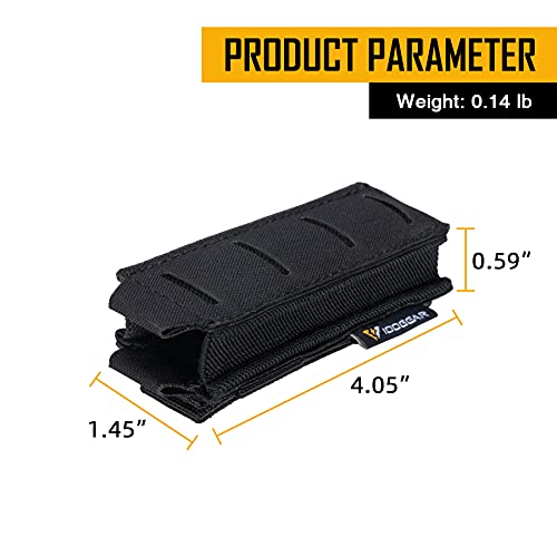 IDOGEAR Pochette pour Unique Pochette Ouverte sur Le Dessus Molle élastique pour Étui pour Lampe de Poche Glock M1911 92F 9mm .40 Magzines (Black) – vue 3