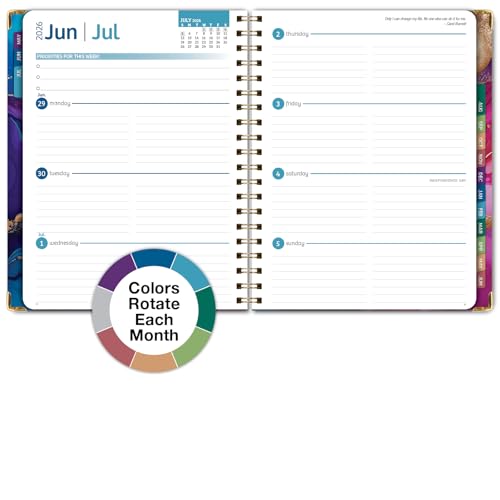 HARDCOVER Academic Year 2026-2027 Planner: 14 Months (May 2026 Through June 2027) 8.5"x 11" Daily Weekly Monthly Planner Yearly Agenda. Bookmark, Pocket Folder and Sticky Note Set (Pink Purple Marble) - Image 6