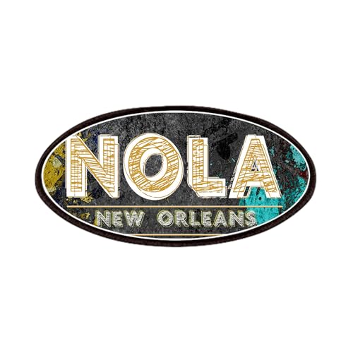 CafePress NOLA New Orleans Black Gold Turquoise Grunge Patch, 4