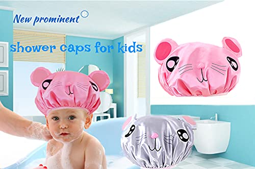 2 Pcs Shower Caps For Kids Shower Caps For Girls Shower Cap Kids Cartoon Waterproof Shower Bath Caps Set Bath Hat For Baby Girls Boys #TOP3