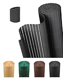 paramondo PVC Sichtschutzmatte Sichtschutzzaun 150 x 300 cm Dreifache Verstärkung für Garten Terrasse, Privatsphäre Balkon Sichtschutz Zaun Windschutz Wetterfest mit Strukturierte Oberfläche Anthrazit