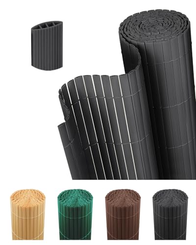 paramondo PVC Sichtschutzmatte Sichtschutzzaun 60 x 300 cm Dreifache Verstärkung für Garten Terrasse, Privatsphäre Balkon Sichtschutz Zaun Windschutz Wetterfest mit Strukturierte Oberfläche, Anthrazit