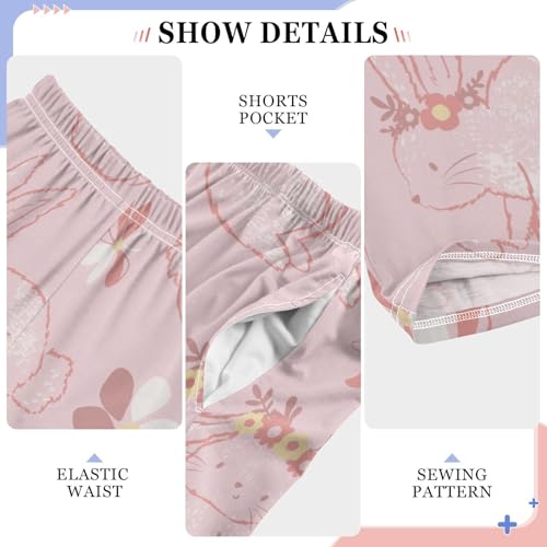 Pink Bunny Boys Pants Boys Athletic Pants Long Pant for Boywith Pockets Wide-Leg Size 6-14Y4