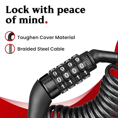 Image of Autofy 4 Digit Number Helmet Lock 12mm Thickness Multipurpose Resettable Combination Cycle Lock Cycle Accessories Heavy Duty Anti-Theft Protection Luggage Cycle Accessories
